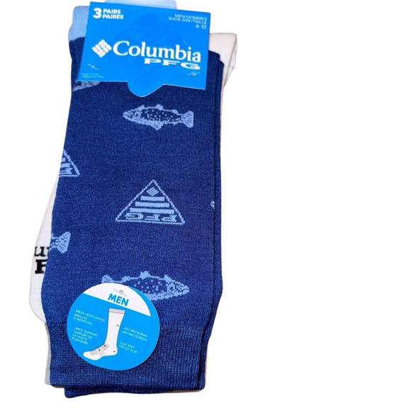 Men's Columbia pig Socks 3 Pack Crew Blue White Grey One Size - Picture 1 of 4